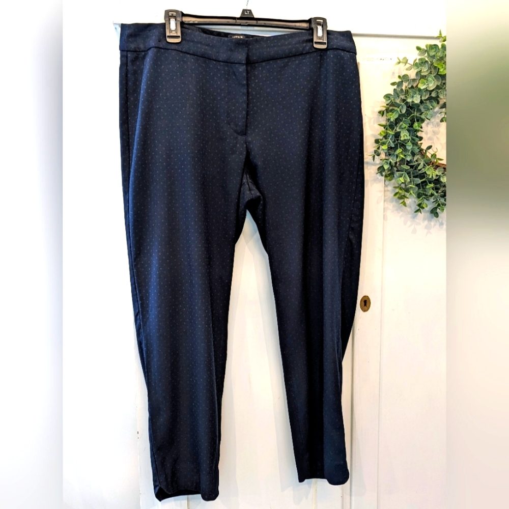 Talbot's 14Petites Navy Blue Women's Ankle Pants Tone on Tone Dots